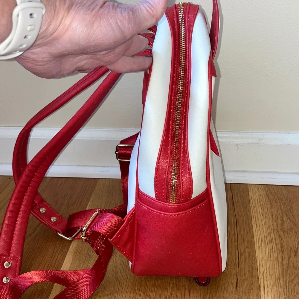 Disney Loungefly Alice in Wonderland Ace Queen of Hearts Mini Backpack Red White